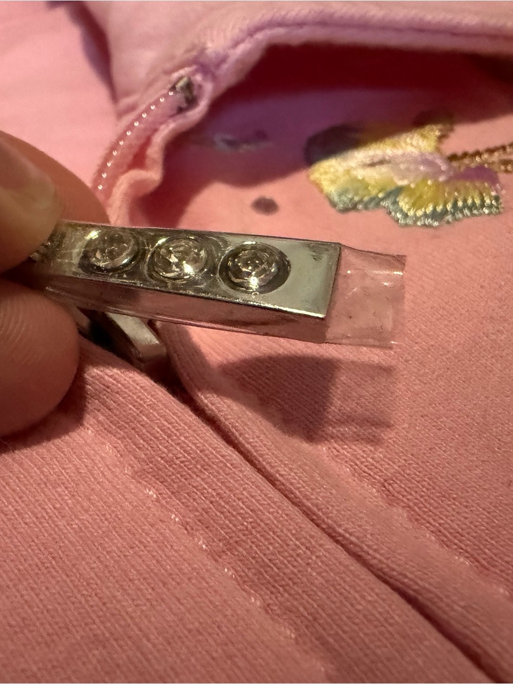 Quacker Factory Pink Embroidered Floral Rhinestone Heart Teddy Jacket - Picture 3 of 7